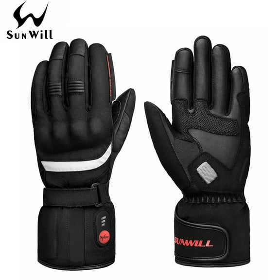 Sun Will Black Men Motorcycle Gloves, Rechargeable Battery Heated Motorbike Gloves for Cycling XS-3XL