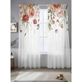 thumbnail image 2 of Pink Floral Sheer Curtains 84 Inch Length 2 Panels Set, Spring Pastoral Botanical Wildflowers Leaves Voile Window Treatment Rod Pocket Curtains Sheers Drapes for Bedroom/Living Room/Kitchen 52"x84"x2, 2 of 7