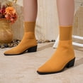 thumbnail image 2 of Wovix Ankle Boots for Women Dressy Comfy Knit Sock Booties Pointed Toe Heel on Elastic Spring Fall Booties Daily Orange 37, 2 of 7