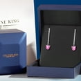 thumbnail image 5 of Gem Stone King 14K White Gold Pink Mystic Topaz and Lab Grown Diamond Dangle Earrings for Women | 2.26 Cttw | Gemstone November Birthstone | Heart Shape 6MM, 5 of 6