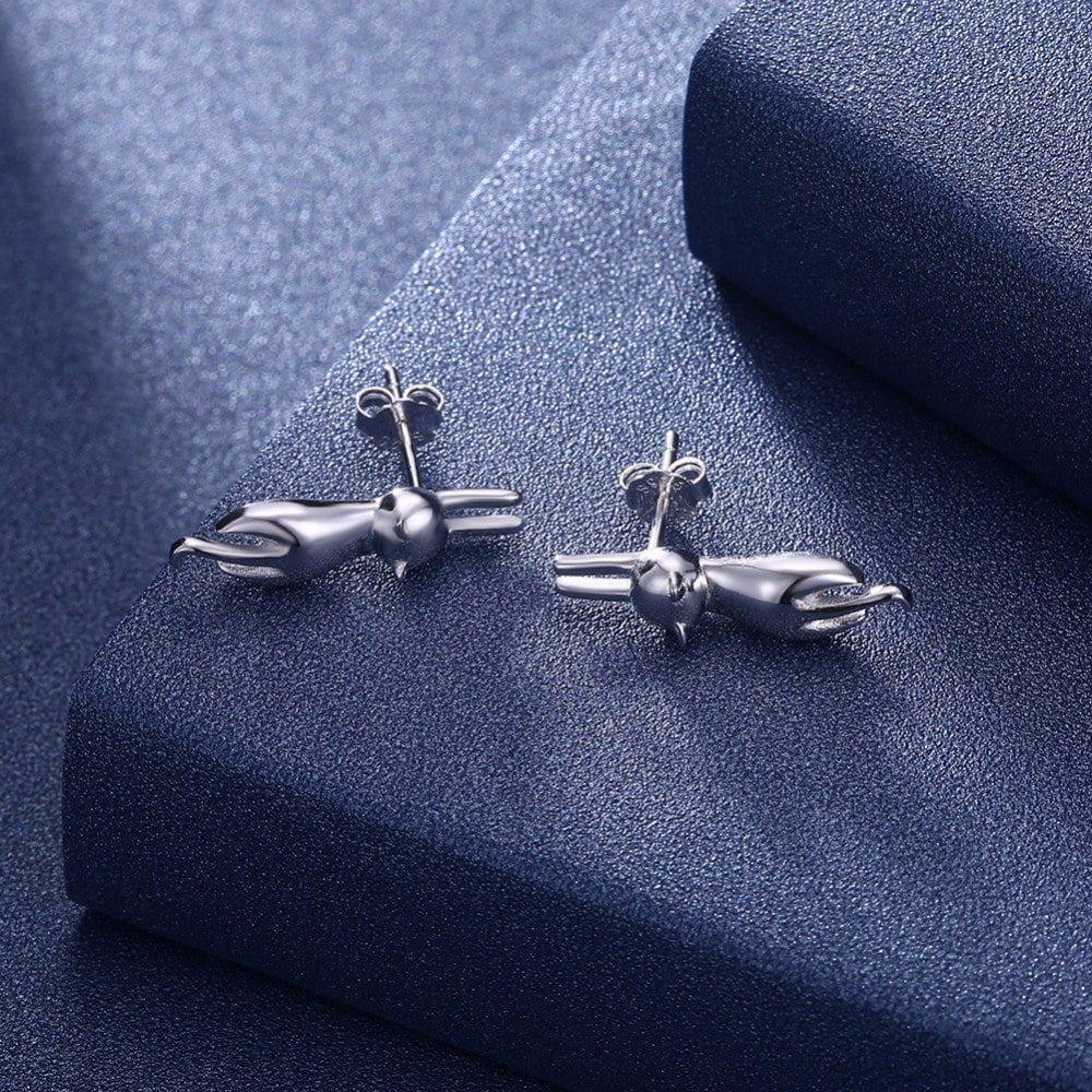 Hanging Cat Kitty Stud Earrings for Women Sterling Silver Ginger Lyne Collection