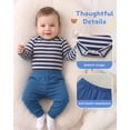 thumbnail image 5 of KIMI BEAR 12 Months Infant Baby Boy Layette Set 18 Months Winter Clothes 3 Packs Rompers Pants Coat with Hat Gloves Outfits Set Essentials Clothing Blue, 5 of 9