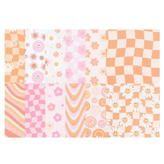 Uxcell 12x12Inch Scrapbook Paper, 24 Sheet Double-Sided Floral Style Craft Paper, Orange