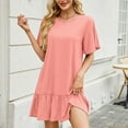 thumbnail image 5 of Busydd Womens Summer Dresses Round Neck Short Sleeve Spring Dresses Solid Color Tiered Casual Dress Trendy Mini Sundresses for Women, 5 of 7