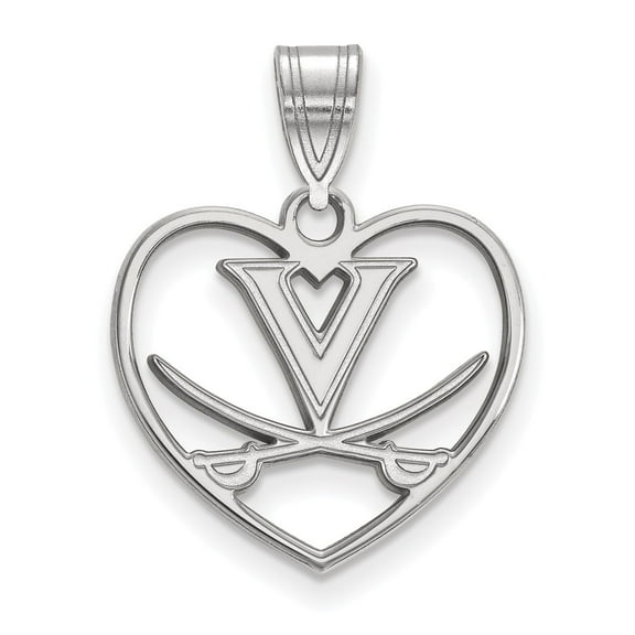 Sterling Silver LogoArt University of Virginia Heart Pendant Charm