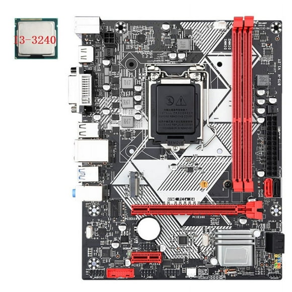 B75-H Desktop Motherboard +I3-3240 CPU LGA 1155 USB 3.0 SATA 3.0 Support Up to 16GB DDR3 1600MHz RAM Slots