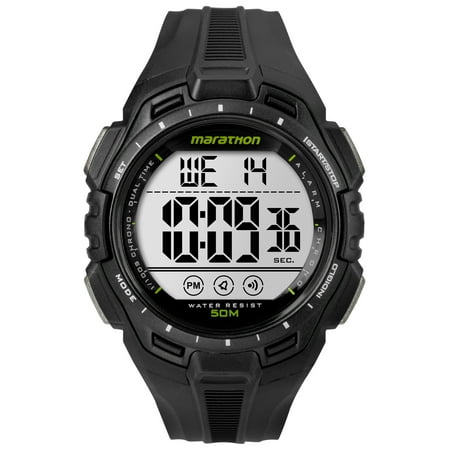 Men's Digital Full-Size Watch, Black Resin Strap