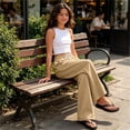 thumbnail image 6 of Lmnyox Kid's Sweatpants Wide Leg Solid Color Elastic Waist Drawstring Pants Open Bottom Trousers with Pockets, 6 of 8