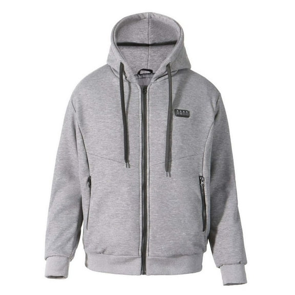 KHONTS Men's Heated Hoodie with USB-C Rechargeable Battery Full Zip Winter Hooded Sweatshirt Casual Warm Jackets Grey XL