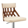 thumbnail image 6 of Adjustable Cream Faux Leather and Walnut Lattice Bar Stool, 6 of 8