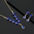 thumbnail image 5 of Juwaliy Women Bridal Jewelry Set Teardrop Crystal Necklace Earrings for Bride Bridesmaid Wedding Party Prom Gifts-Blue, 5 of 5