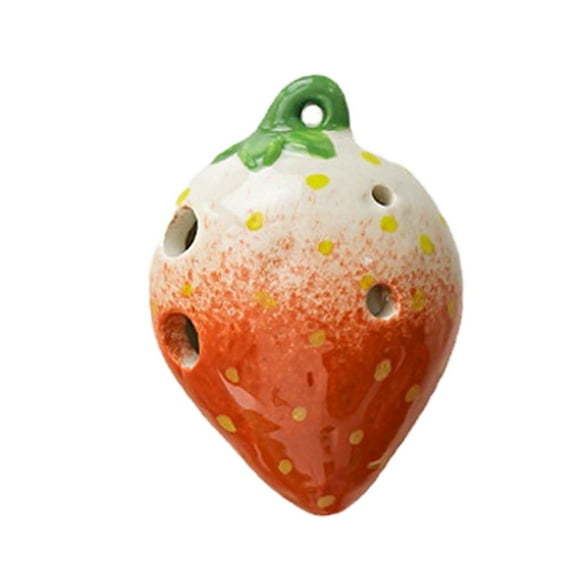 6 Hole Strawberry Ocarina - Ceramic Ocarina with Neck Strap for Kids Beginners, Music Gift