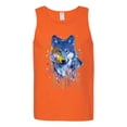 thumbnail image 2 of Wolf Painting Splatter Abstract Art Animal Lover Mens Graphic Tank Top, Orange, 2XL, 2 of 3