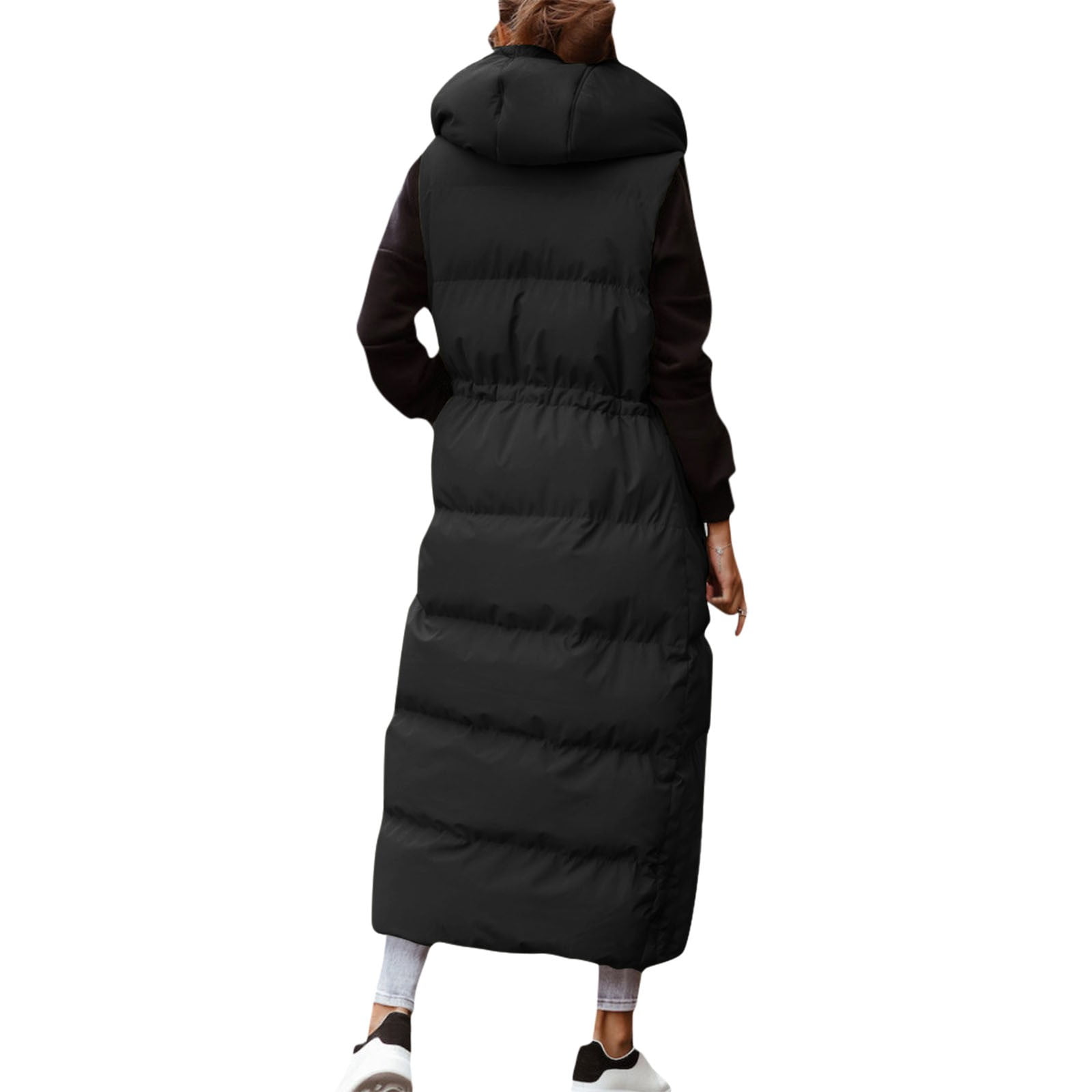 Manteau Doudoune Longue Femme Hiver – Fermeture Éclair Intégrale, Matelassée Avec Capuche Et Poches Chaudes – Grandes Tailles Disponibles