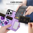 thumbnail image 5 of TECH CIRCLE Wallet Case for iPhone 13 Pro ,PU Leather Flip Protective Stand Flowers Floral Women Girls Case Card Holder Wristlet Mirror Shoulder Purse Case for iPhone 13 Pro 6.1" 2021,Purple, 5 of 10