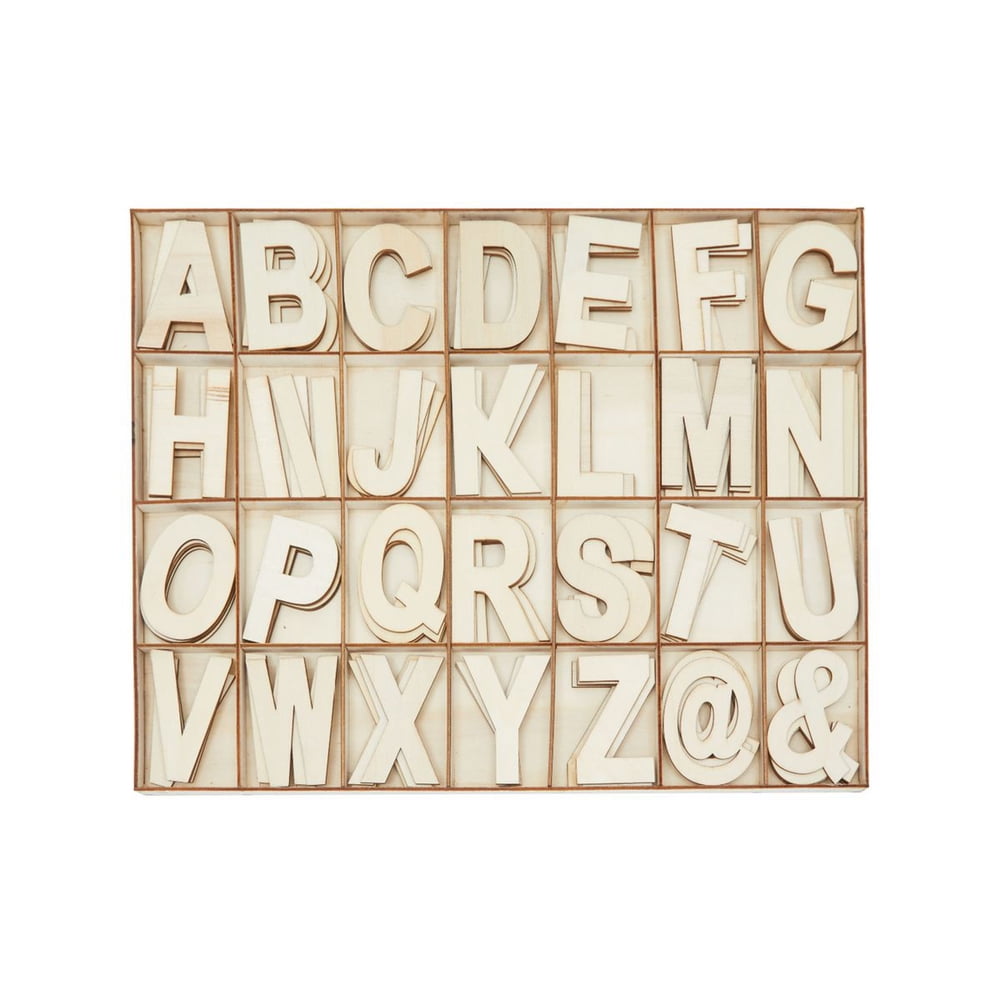 112 Pcs Unfinished Wooden Alphabet Letters and Numbers 3 inch for Arts