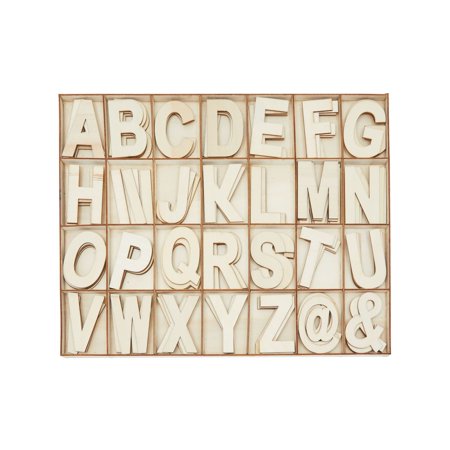 112 Pcs Unfinished Wooden Alphabet Letters and Numbers 3 inch for Arts & Crafts with Storage Tray