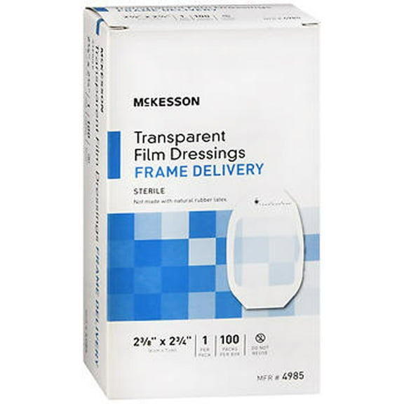McKesson Transparent Film Dressings Frame Delivery 2-3/8"x2-3/4" - 100 ct