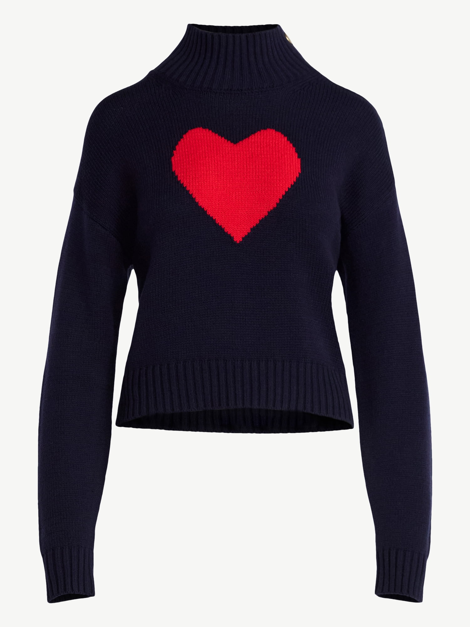 Free Assembly Women's Mock Neck Button Sweater with Long Sleeves, Midweight, Sizes XS-XXL