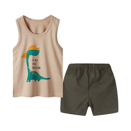 

Outfits for Girls 2 Piece Sleepwear Sleeveless T-Shirt Shorts Pajama Loungewear Pj Suits for Kids Boys