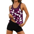 thumbnail image 4 of VISALY Women's Tankini Bathing Suits Two-Piece Tummy Control High Waist Swimsuits with Boyshorts Two Piece Bathing Suits Floral Print Tank Top with Boyshorts Swimwear for Summer Vacation Hot Pink L, 4 of 7