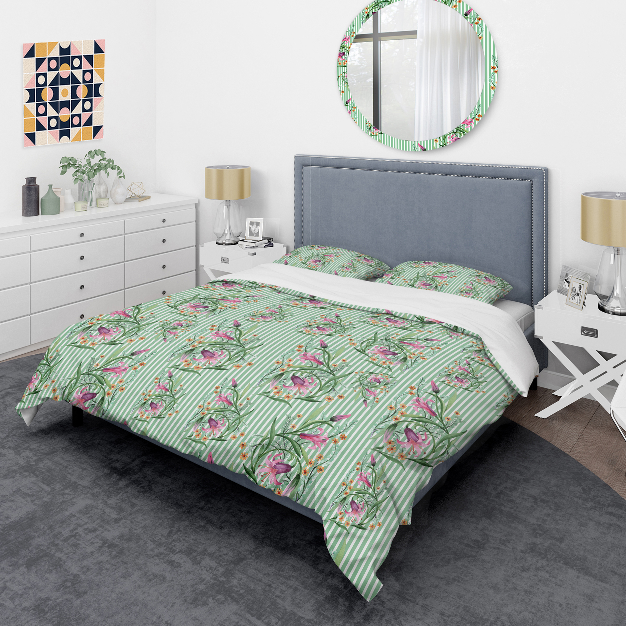 Designart 'Floral Botanical Retro IX' Mid-Century Modern Duvet Cover Set