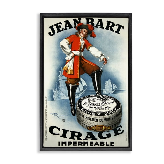 Stupell Industries Eclectic Antique Shoe Wax Advertisement Black Floating Frame Canvas Art, 17 x 25, by Marcus Jules