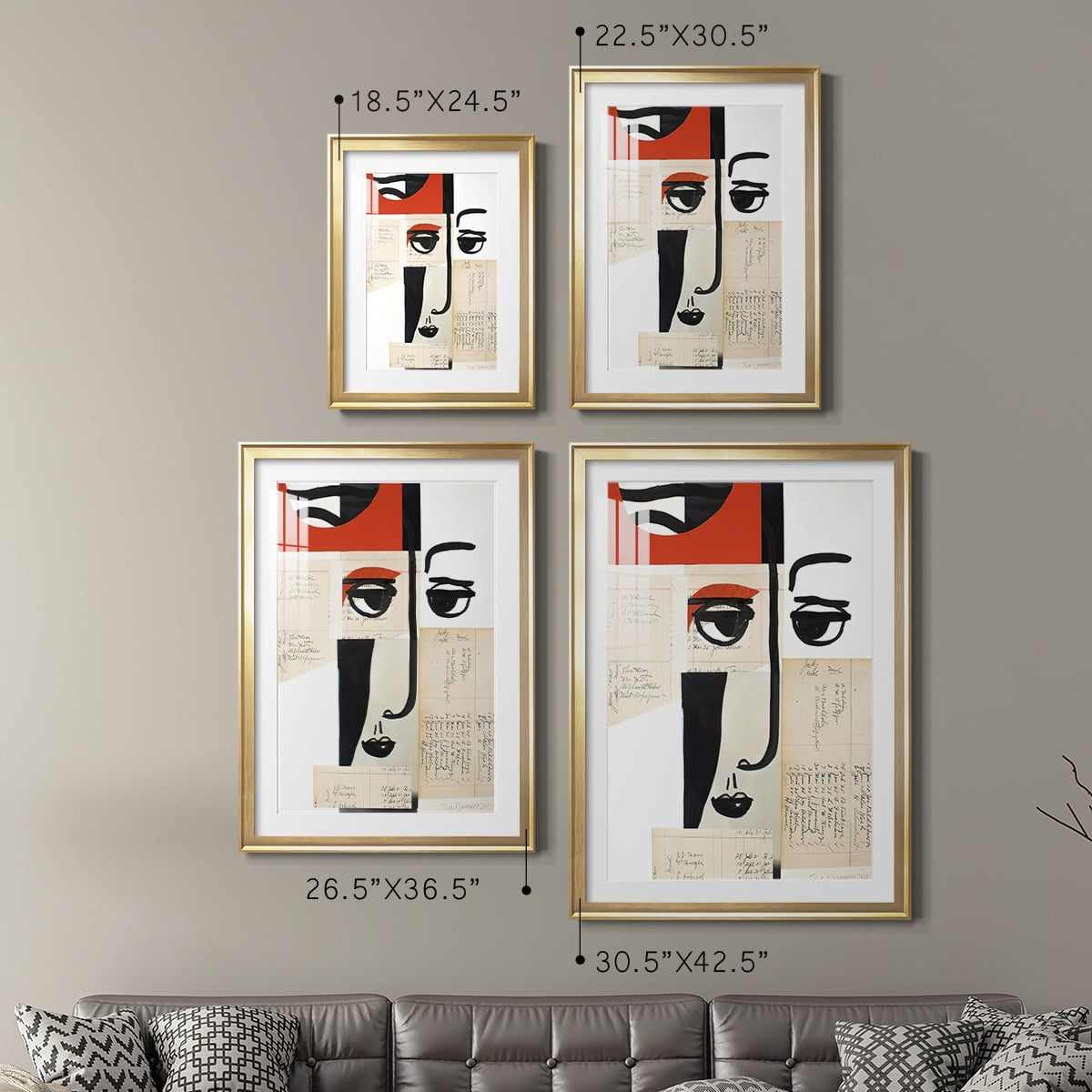 Wexford Home Faces of A Century III Premium Framed Print, 30.5" x 42.5" - Ready to Hang, Gold (Set of 2)
