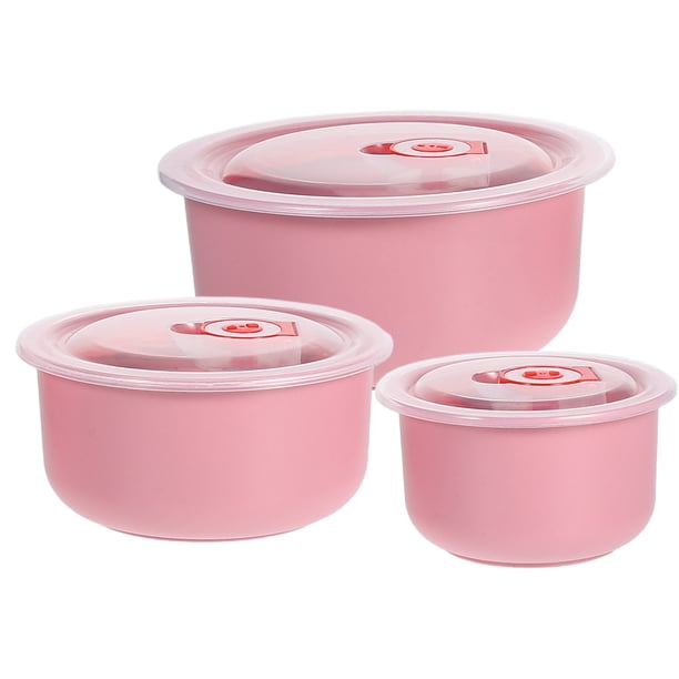 3 recipientes de plástico para almacenar alimentos con tapas herméticas para organizar la cocina, preparar comidas y mantener las frutas y verduras frescas en el refrigerador.