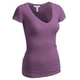 thumbnail image 2 of Essential Basic Women's Plain Short Sleeve T-Shirt V-Neck Top Junior & Plus Sizes, 2 of 4