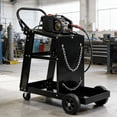 thumbnail image 7 of Welding Cart, 3-Tier Welder Cart Heavy Duty with 400 Lbs Weight Capacity, 360° Swivel Wheels, Tank Storage Safety Chains, Rolling MIG Welder Cart for TIG, ARC, MMA, Plasma Cutter Welding Machine, 7 of 7