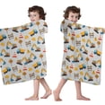 thumbnail image 4 of Cartoon Construction Vehicles Barriers Hooded Bath Towel，50"x30" for Ages 3 To 12 Kids, Quick Dry Lightweight Soft Microfiber Hood Beach Towel Cover Up for Kids, 4 of 7