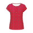 thumbnail image 5 of Lenago Women's Tops Tops for Women Women's Fashionable Spring And Summer Clothing Unisex Fashionable Printed Base T-Shirt Button-Up Short-Sleeved Round-Neck Top/Shirt Red XL, 5 of 8
