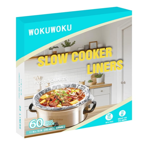60×Slow Cooker Liners Small Size Pot Liners Disposable Cooking Bags Fit 1QT to 3QT Suitable for Slow Cooker and Oval & Round Pot