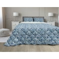 thumbnail image 1 of Floral Comforter & Sham Bedding Set, Turkish Ceramic Art Swirled Nature Leaves Middle Eastern Design Print, 3 pcs Duvet Set Microfiber Filling Quilt, 5 Sizes, Blue Navy and Green, by Ambesonne, 1 of 4