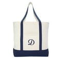 thumbnail image 2 of DALIX 22" Canvas Personalized Tote Bag Navy Blue - D, 2 of 8
