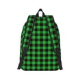 thumbnail image 2 of Rateoe Buffalo Plaid Green Black Pattern Canvas College Laptop Backpack,Travel Daypack,Durable Rucksack Travel Notebook Bag School Backpack Book Bag for Men Women-Small, 2 of 7