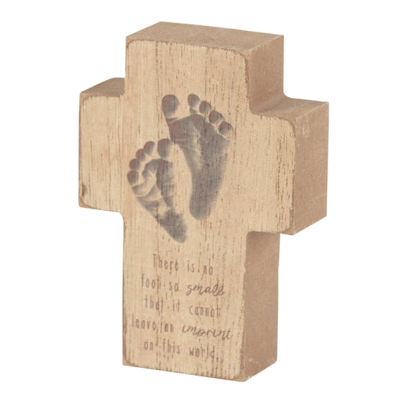 Dicksons No Foot So Small Natural Brown 2.75 x 4 Inch Wood Table Top Cross