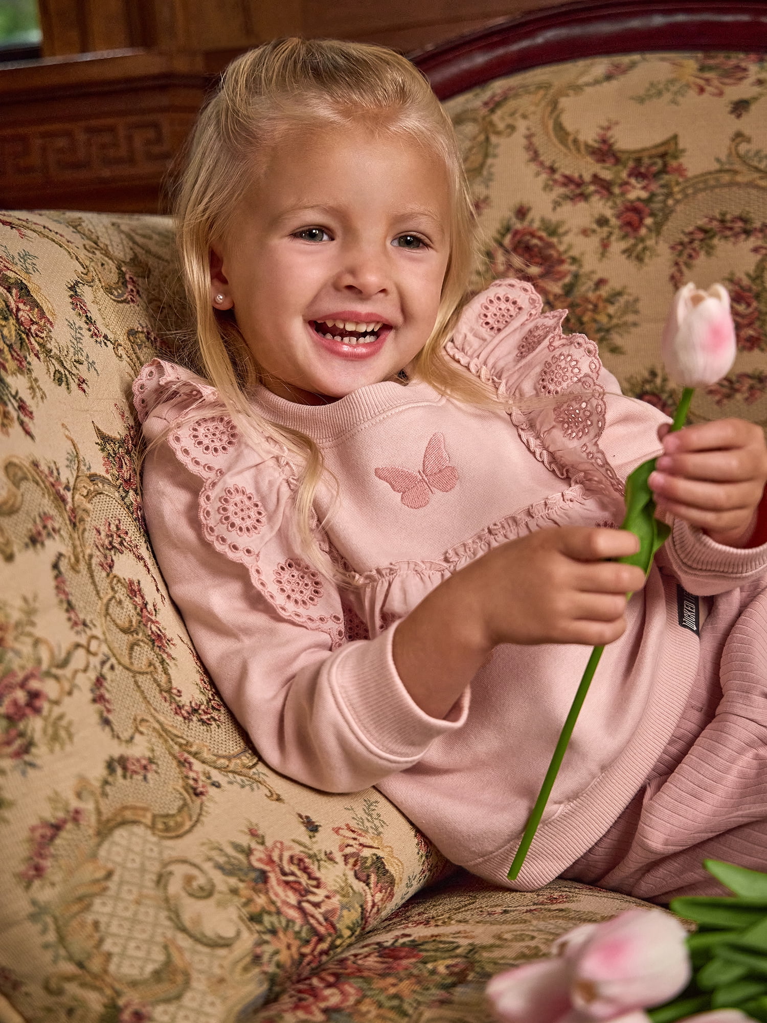 Modern Moments Toddler Girl Glinda Wicked Eyelet Ruffle Sweatshirt, Sizes 12 Months - 5T