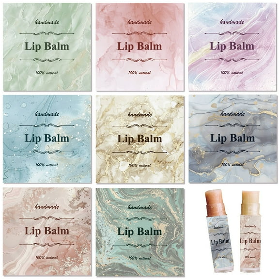 1Set 10 Sheets Paper Lip Balm Adhesive Label Stickers Word 50x50mm 8 styles/sheet