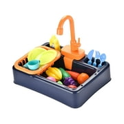 Kitchen Play Sink Toys Electric Pretend Play with Playfood Pretend Role Play Yellow