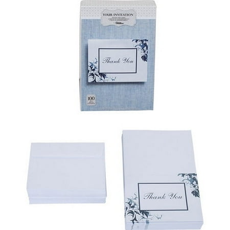 Your Invitation Blue Flourish Thank You Kit, 100 Piece