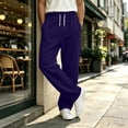 thumbnail image 6 of Wide Leg Sweatpants for Men Elastic Waist Drawstring Baggy Gym Pants Casual Fall Outfit Purple S, 6 of 7