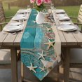 thumbnail image 6 of Teal Beach Coastal Table Runner Linen Burlap Table Runner 72 Inches Long Summer Ocean Starfish Shell Conch Dresser Scarves for Kitchen Island Coffee Dining Party Wedding Banquet Holiday Decor 16"x72", 6 of 8