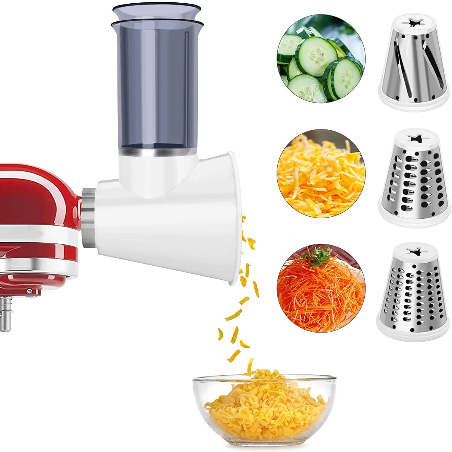Cheese Grater Attachment Upgrade Slicer or Shredder Attachments for KitchenAid Stand Mixer,Vegetable Chopper Attachment Salad Maker 