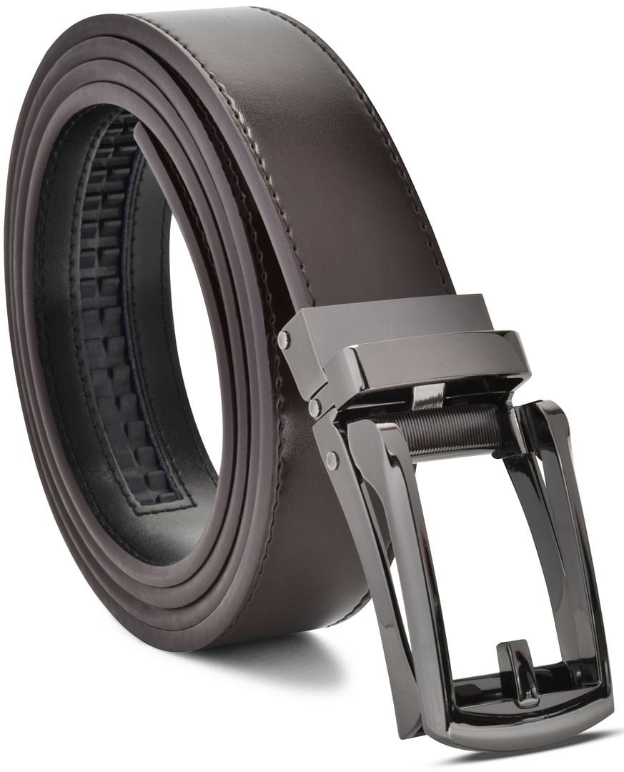 Men's Leather Belt Ratchet Dress Belt with Automatic Buckle Size 132 to 183cm 