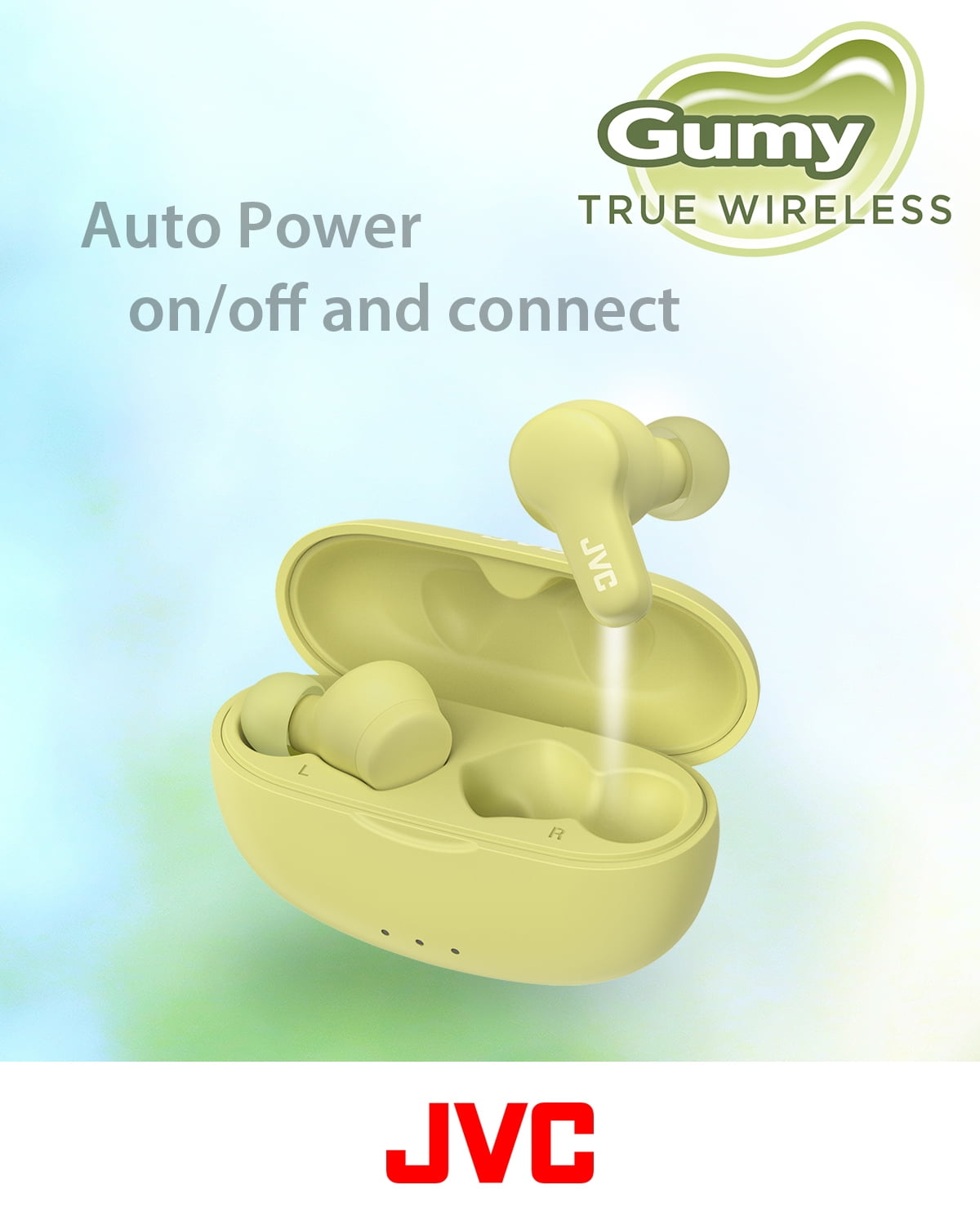 JVC New Gumy True Wireless Earbuds Headphones, Long Battery Life (up to 24 Hours), Sound with Neodymium Magnet Driver, Water Resistance (IPX4) - HAA7T2G (Green), Compact