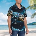 thumbnail image 3 of Gukieu Starry Sky Colorful Crocodile Print Men's Short-sleeved Shirts, Button-down Lapel Hawaiian Shirts, T-shirts, Beach Vacation Summer Casual Wear,, 3 of 7