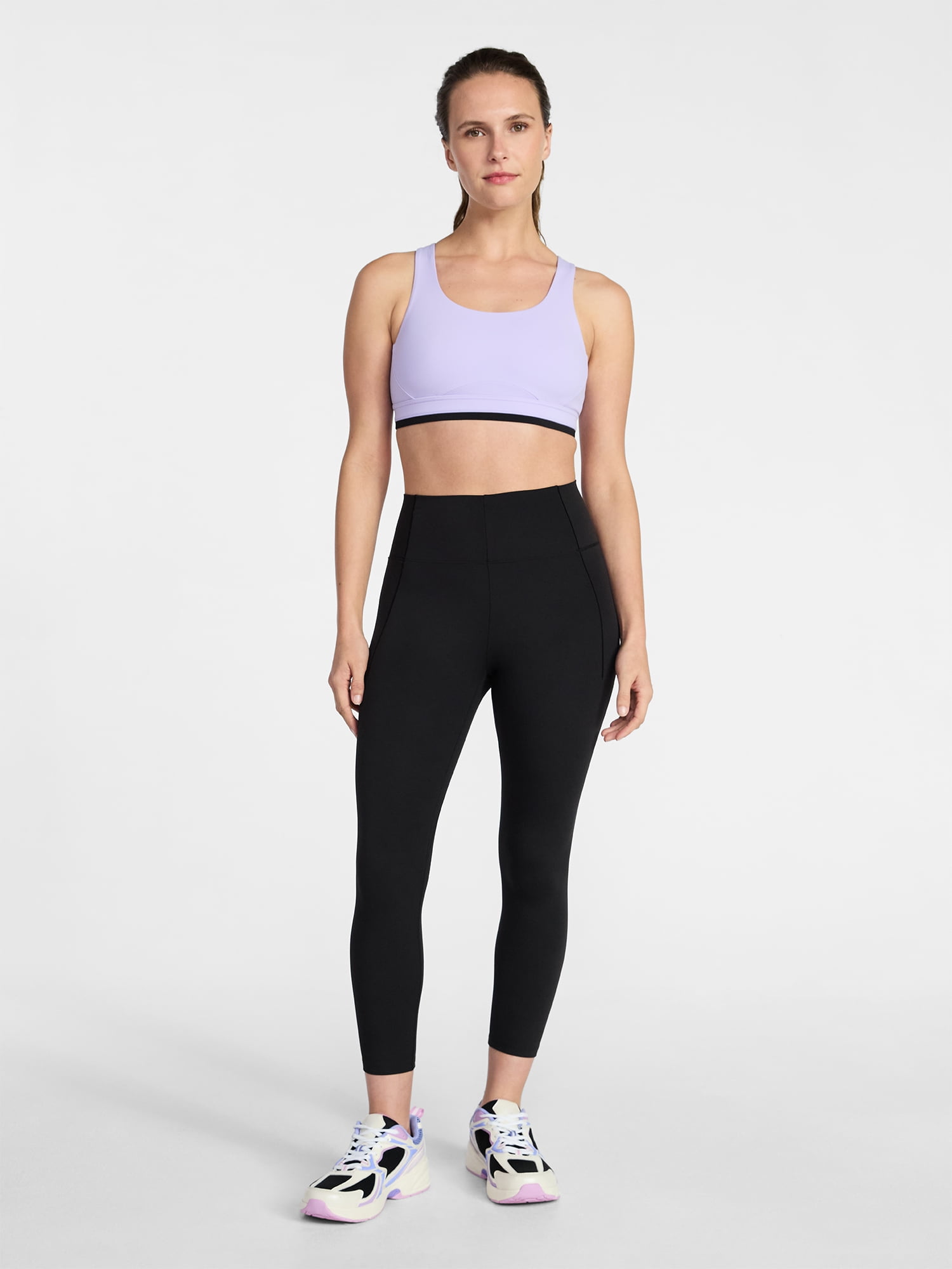 Avia Women's Medium Support Open Back and Contrast Tipping Sports Bra, XS-XXXL