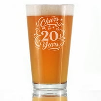 Bevvee Pint Glass 16 oz Cheers 20 Years 20th Anniversary Gifts Beer Glasses
